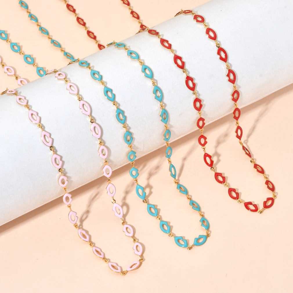 

1M/2M/5M Gold Stainless Steel Enamel Lip Link Chain For DIY Handmade Bohemia Necklace Bracelet Jewelry Making Supplies