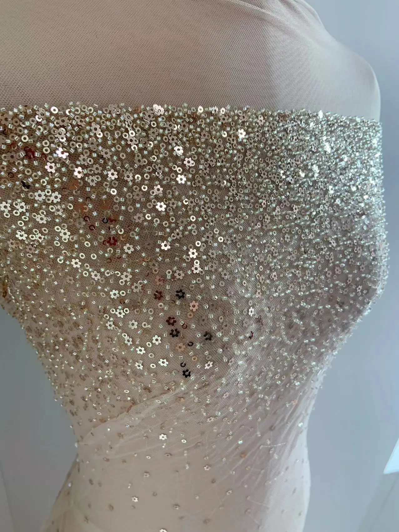 1 ярд цветочные блестки бусины розовое золото тюль кружевная ткань для