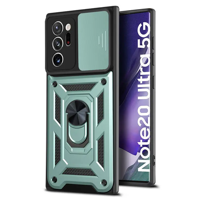 

Slide Camera Protection Armor Phone Case For Samsung Galaxy note20 note20ultra Magnetic Ring Holder Shockproof Cover
