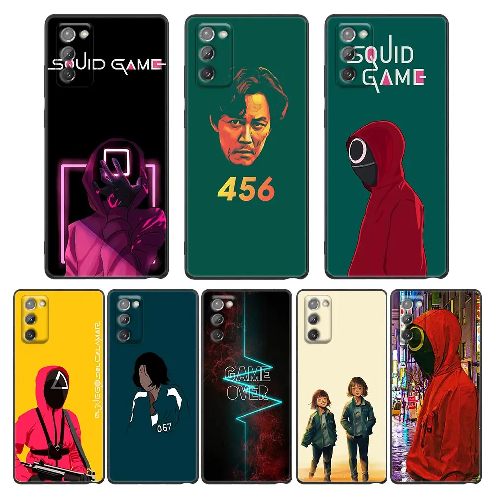 

Phone Case for Samsung A7 A52 A71 A72 A73 A91 M22 M30s M31s M33 M62 M52 F23 F42 5G 4G TPU Case Squid Game Over