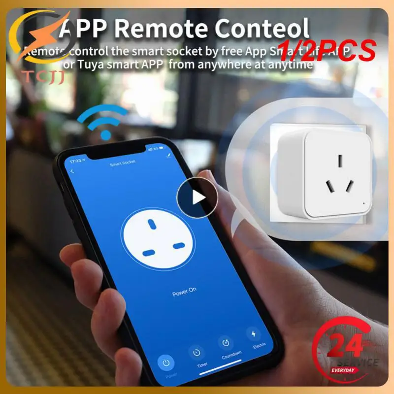 

Умная розетка Tuya Zigbee, умная розетка с Wi-Fi, с монитором питания, работает с Alexa, 1/2 шт.