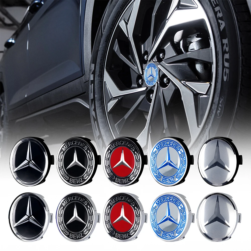 Фото Комплект из 4 наклеек-колпачков на центральные части колес для Mercedes-Benz AMG W108, GLK, GLA, CLA, GLB, GLC, X156, W204, W205, W203, W211, W212 №1