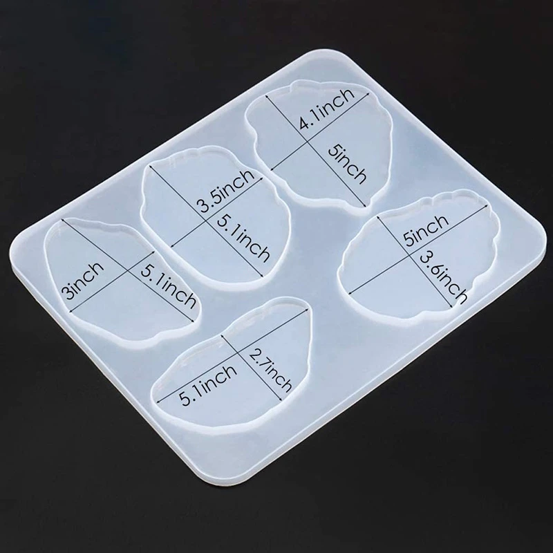Resin Agate Piece Silicone Mold 5 Large Size Irregular Patterns Epoxy For Making Cloud-Shaped Coasters |