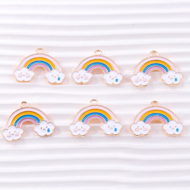 

10pcs 24x18mm Colorful Enamel Rainbow Clouds Charms for Making Girls Cute Drop Earrings Pendants Necklaces DIY Jewelry Findings