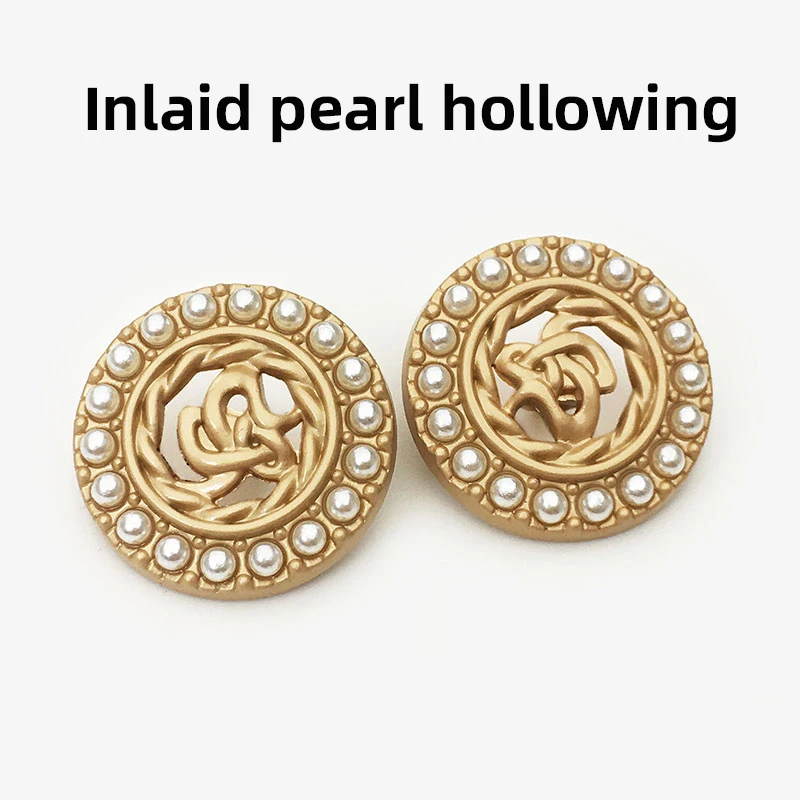 

6pcs 15-25mm High-end Metal Clothing Buttons Inlay Pearl Sewing Button DIY Handmade Decorative Accessories Women Coat Buckle
