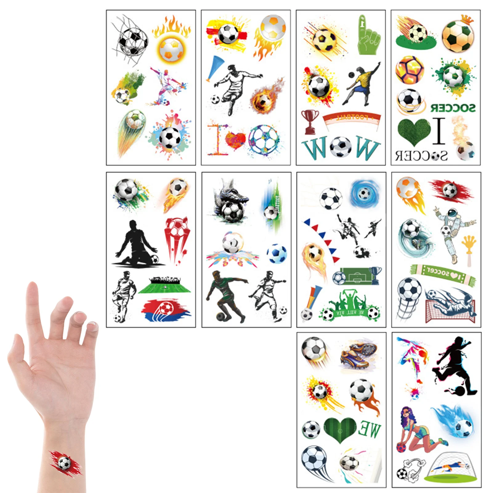 

10pcs Soccer Stickers 10pcs Sports Temporary Stickers Including Fake Stickers Waterproof Fake Assorted Stickers Sweat Proof Face
