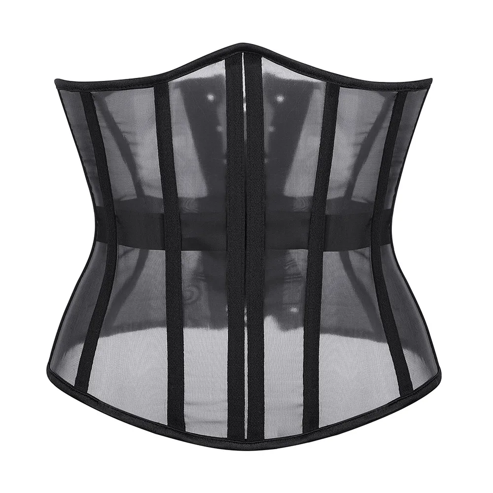 

Sexy Gothic Bustiers and Corsets Underbust Corselet Modeling Strap Waist Trainer Corset Black Mesh Corset