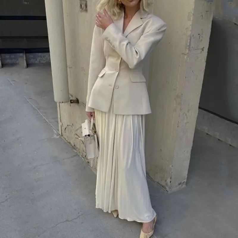 

Осенне-зимний женский комплект из двух предметов, Топ с длинным рукавом и элегантная длинная юбка, уличная одежда, повседневный офисный женский костюм