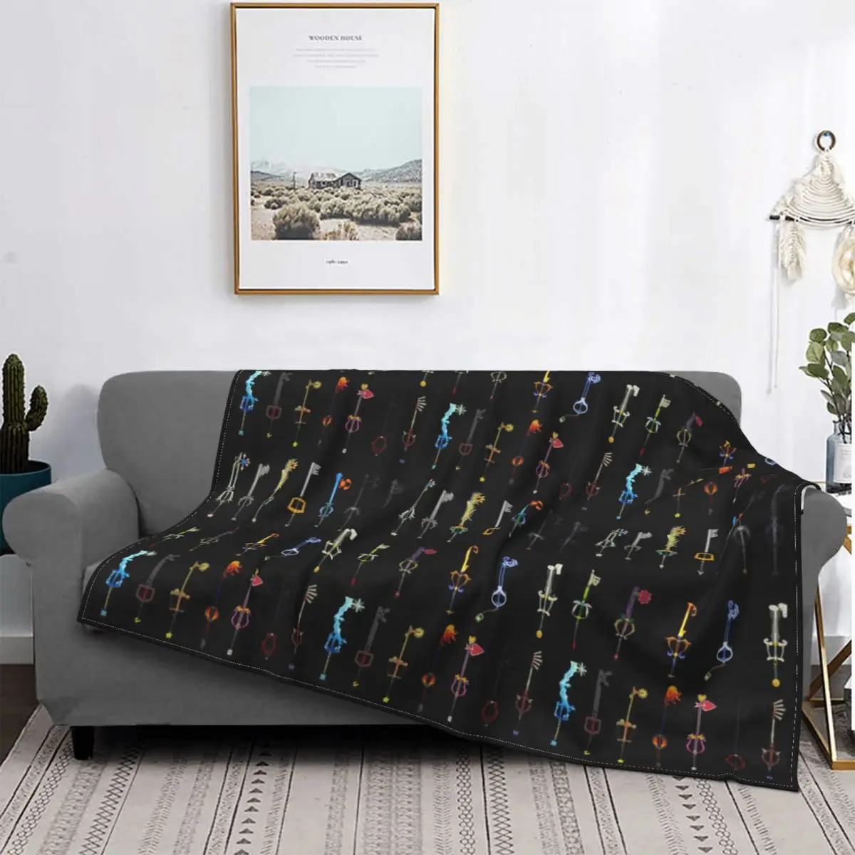 

Kingdom Hearts Keyblades Blanket gaming fantasy Flannel Awesome Breathable Throw Blankets for Chair Covering Sofa All Season