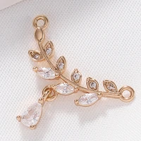 simple zircon inlaid flower branches and leaves drop like court style pendant diy jewelry earrings necklace accessories material