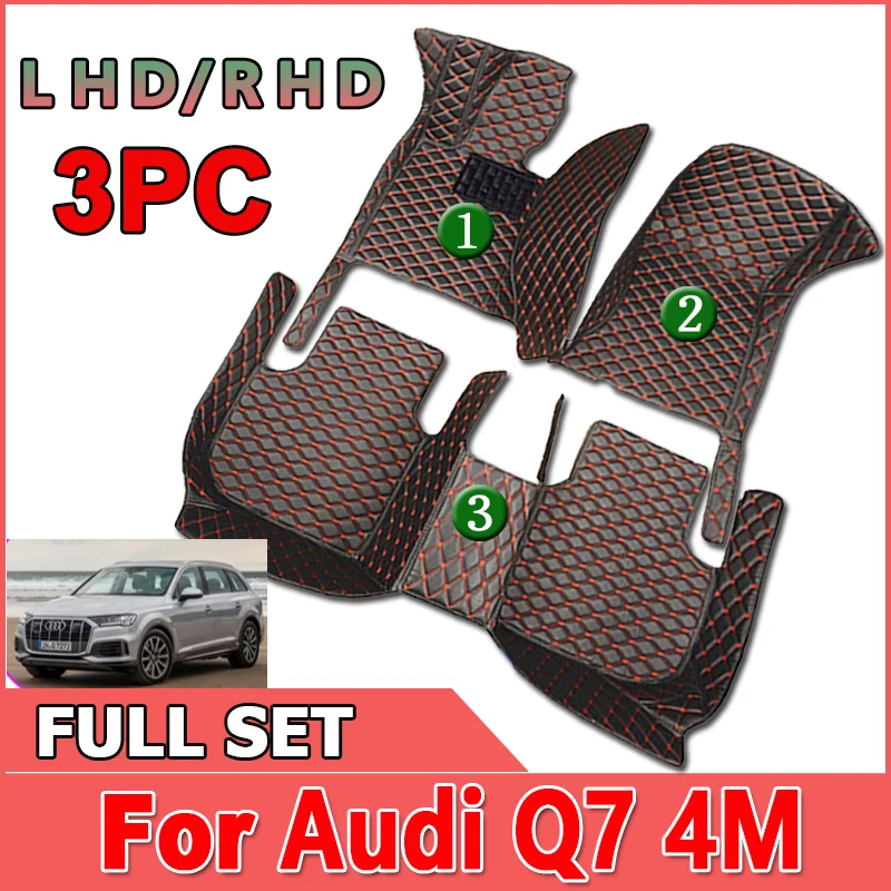 

Car Mats For Audi Q7 4M MK2 2016~2022 7 Seat Auto Floor Mat Luxury Leather Rug Anti Dirt Pad Full Set Car Interior Accessories