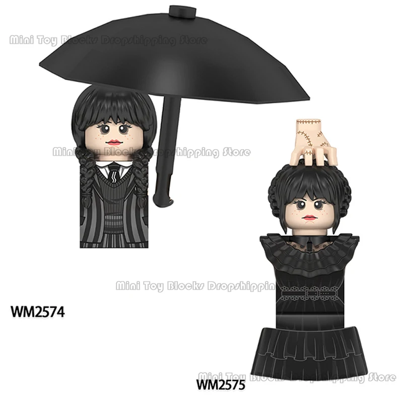 WM2574 WM2575 Wednesday Addams Movies Anime WM Blocks Bricks Mini Action Toy Figures Kids Educational Assemble Toys Dolls Gifts