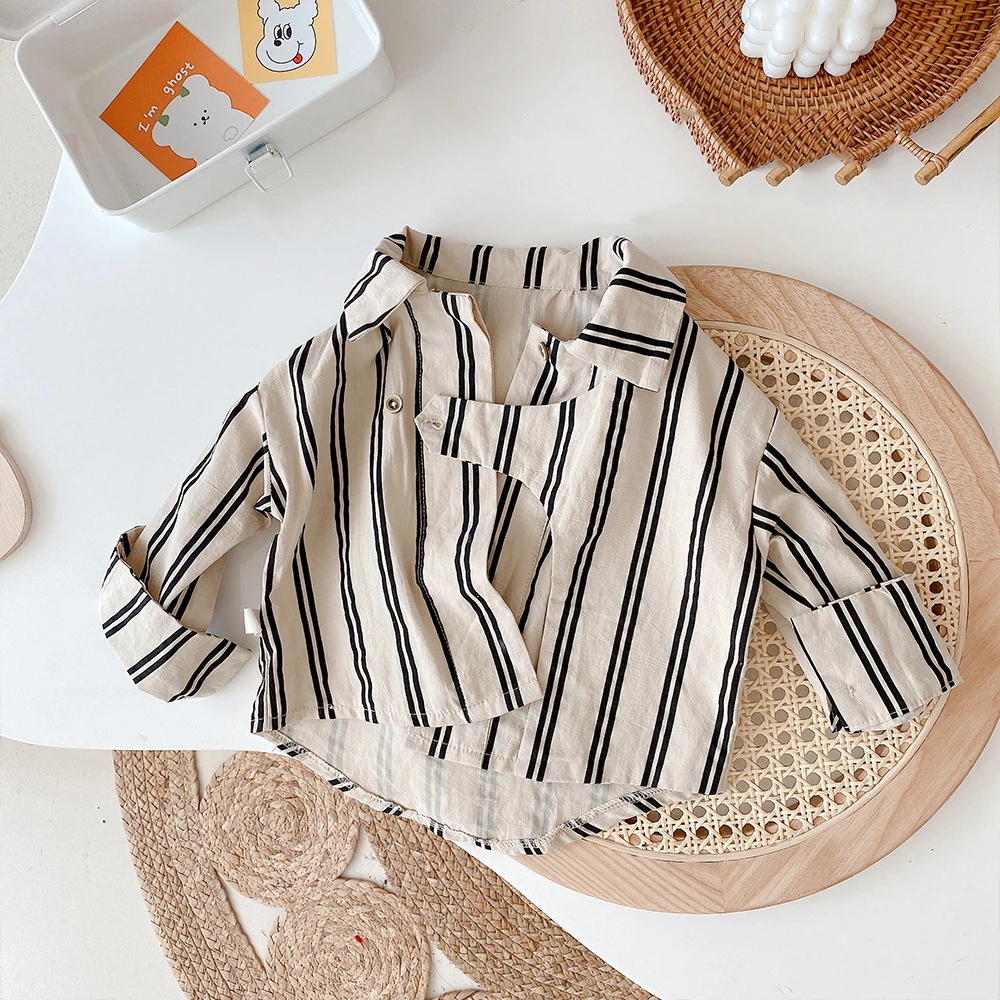 

Menoea Spring Children Long Sleeves T-shirt Tops Kids Girl Striped Tops Casual Baby Boy Cotton Shirt Toddler Blouses Clothes