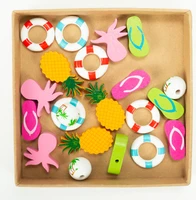 20pcspack new summer theme series beads diy custom wooden decoration crafts kids toy bracelet accessories for jewelry making