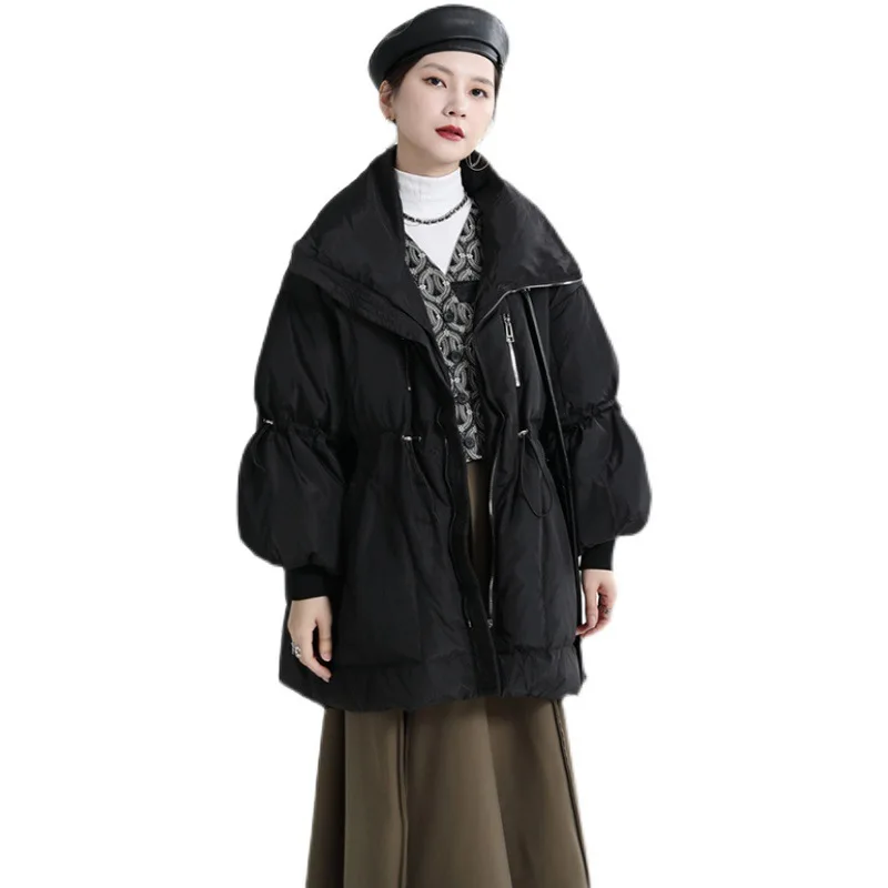 Women's down jacket in winter keeps warm, thickened, loose and slim, medium and long jacket.