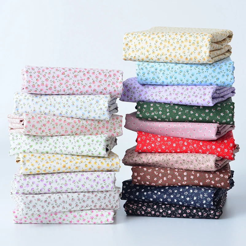 

100% Cotton Fabric 60S Poplin Printed Thin Summer Clothes Breathable Soft Pastoral Floral Printed by Half Meter