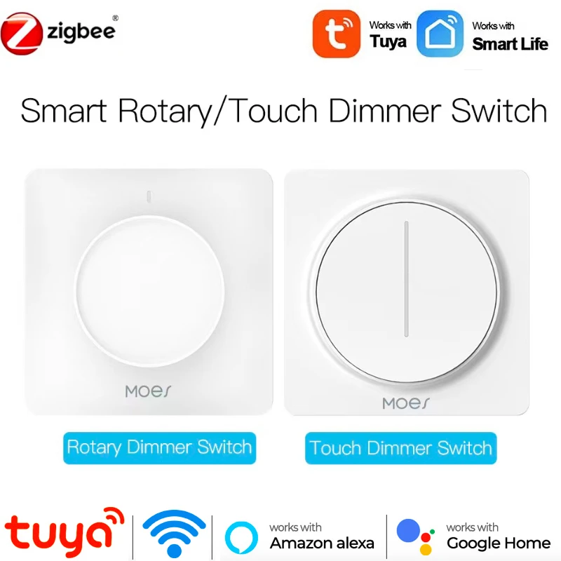 

Tuya EU Wifi/ZigBee Smart Rotary/Touch Light Dimmer Switch Smart Life APP Remote Control Works with Alexa Google Voice Assistant
