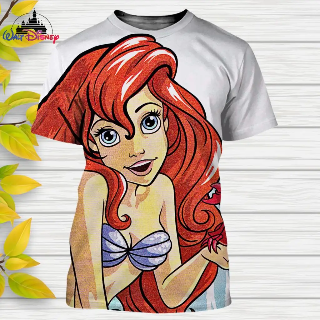 

The Little Mermaid Cartoon Disney men women t shirt casual style 3D print Summer Casual Streetwear Tee Tops