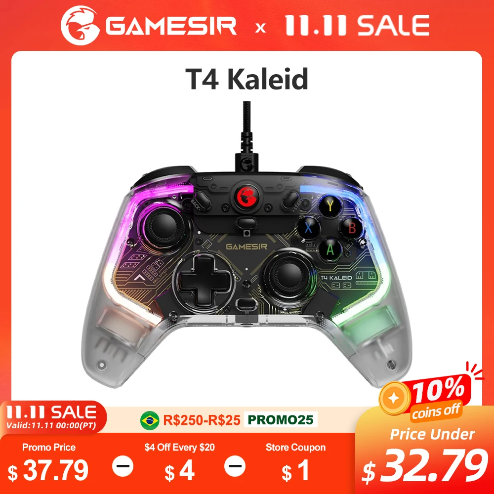 

GameSir T4 Kaleid T4K Gaming Controller Wired Gamepad with Hall Effect applies to Nintendo Switch Windows PC Steam Android TV