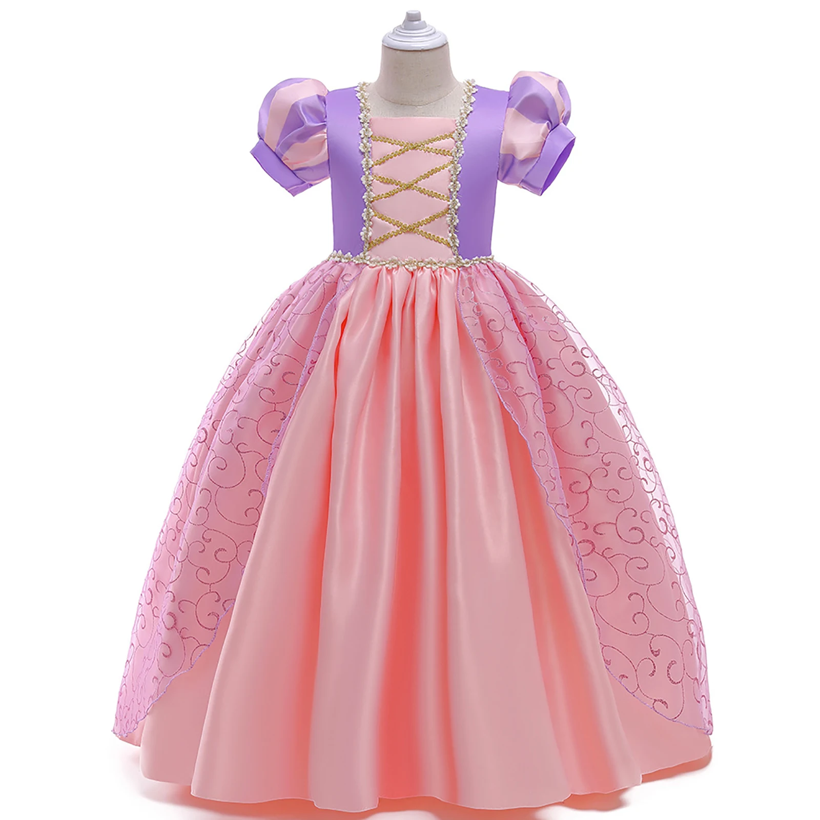 

Summer Girls New Princess Dress Halloween Short Slevess Costume Color Matching Role Playing 3-8T