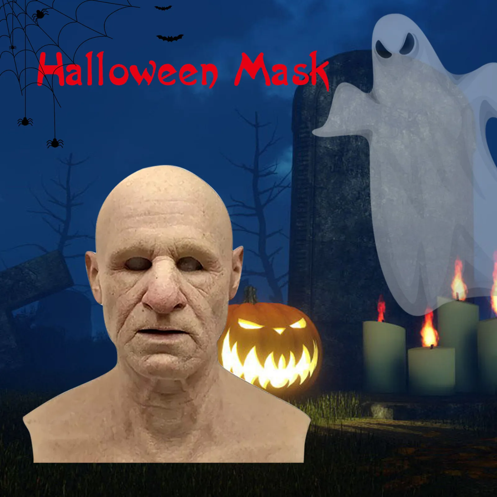 

Морщинистый реквизит для вечеринки на Хэллоуин, старая латексная косплей, страшная мужская маска для косплея, украшение для вечеринки, шлем...