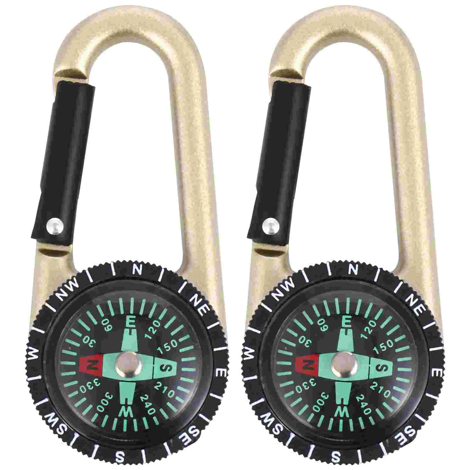 

2pcs Zinc Alloy Carabiner Delicate Durable Useful Safety Tool Multifunctional Compass for Hiking