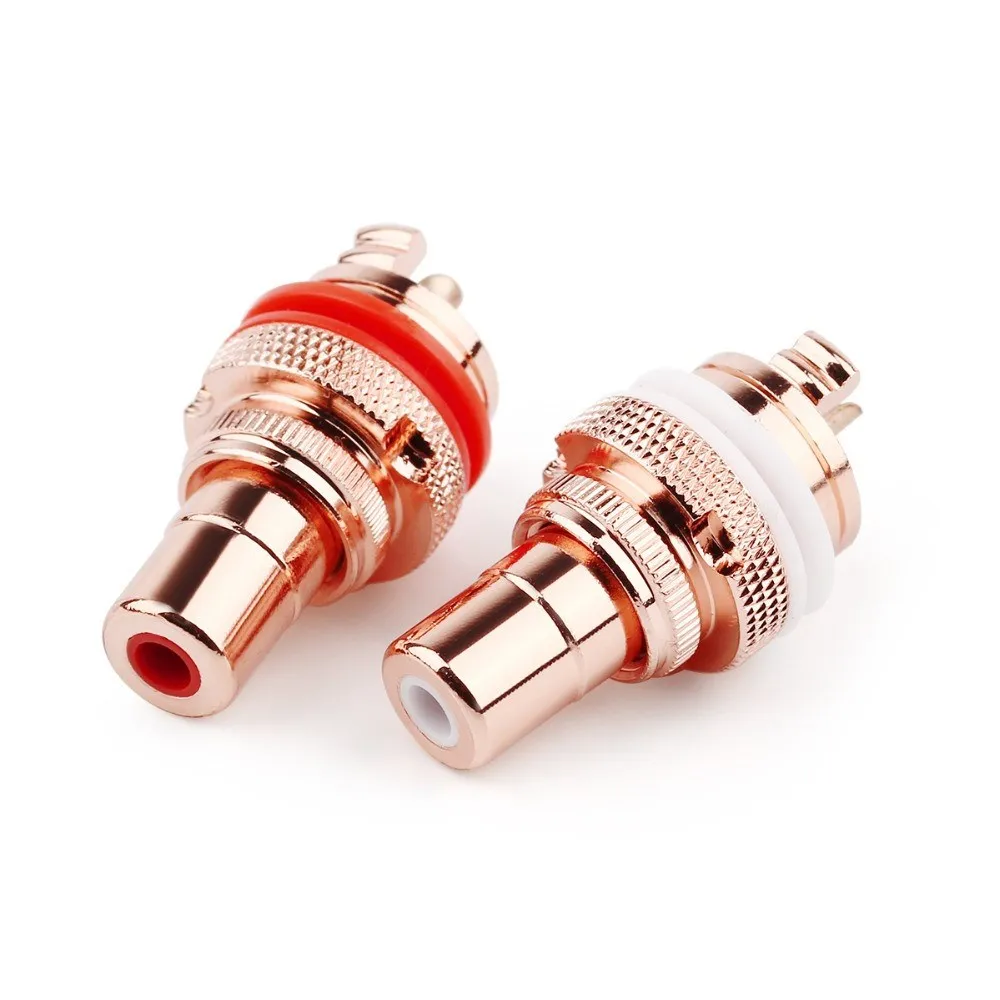 Audiophile RCA Jack Plug Copper Rhodium/Gold Plated CMC RCA Socket For Speakers Terminals Audio Wire Connectors Panel RCA Female