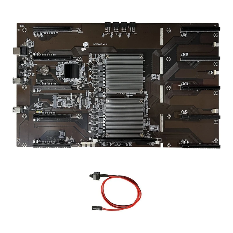 X79 BTC Mining Motherboard+Switch Cable 10XPCIE 8X GPU Slot LGA 2011 DDR3 For ETH Miner Mining X79 M10 Motherboard