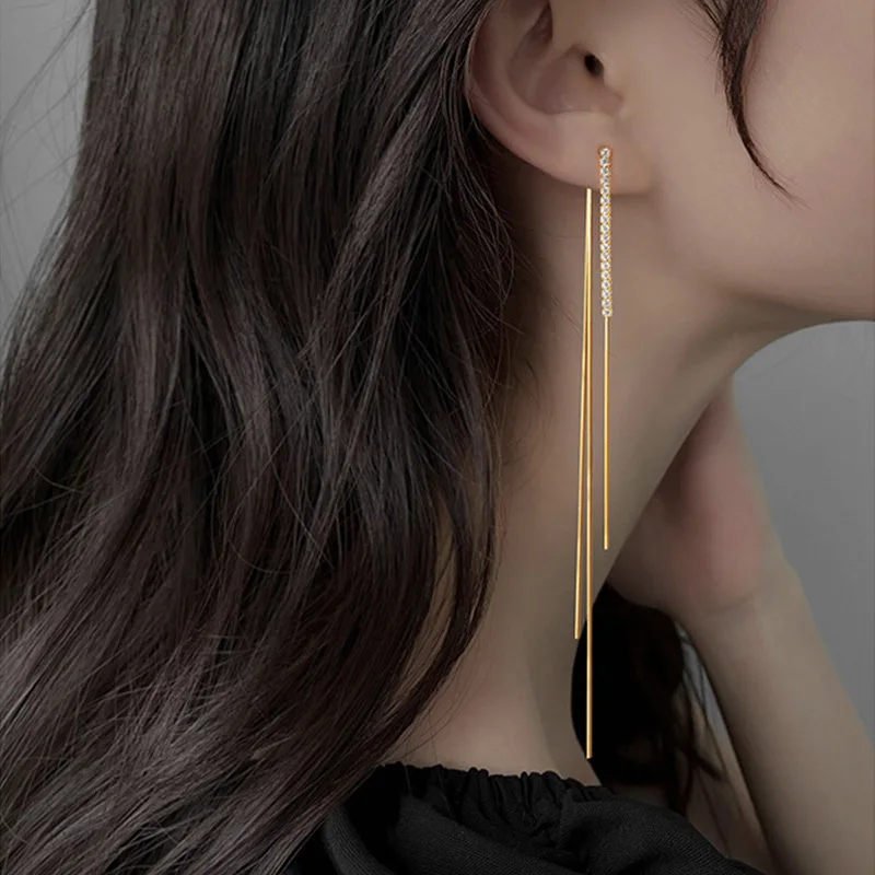 

Fashion Gold Color Long Tassel Dangle Earrings Jewelry Vintage Metal Statement Fringe Earrings Charm Drop Big Earing for Women