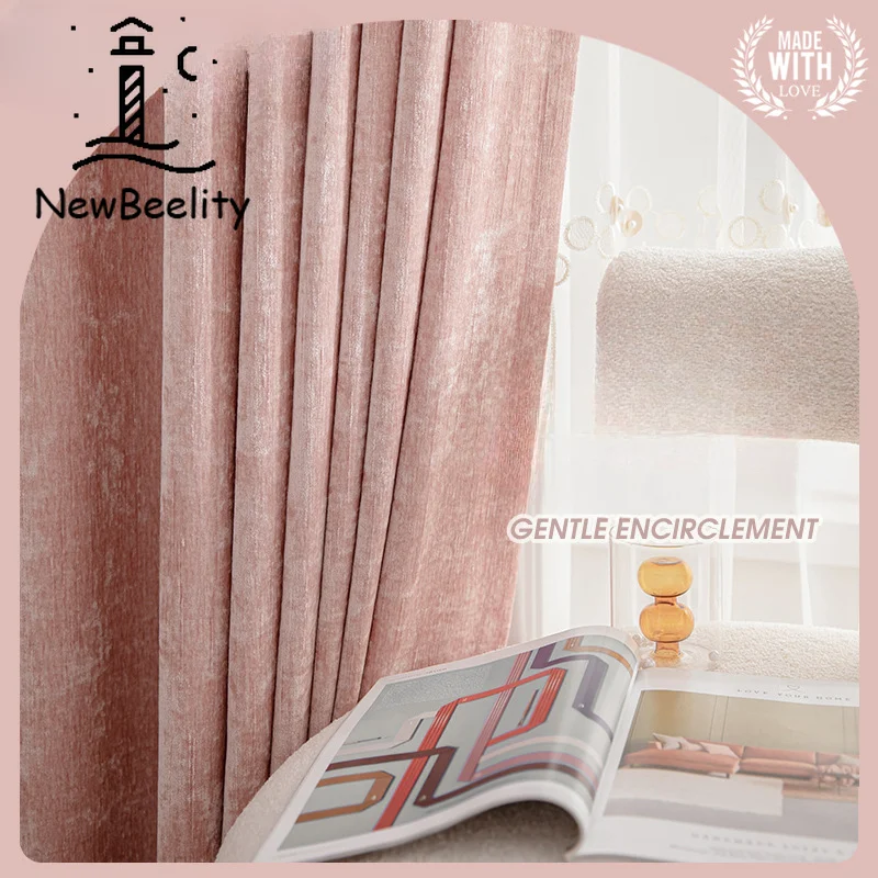 

French Double Sided Chenille Cashmere Curtains for Living Dining Room Bedroom Villa Thickened Fabric Light Luxury Jacquard