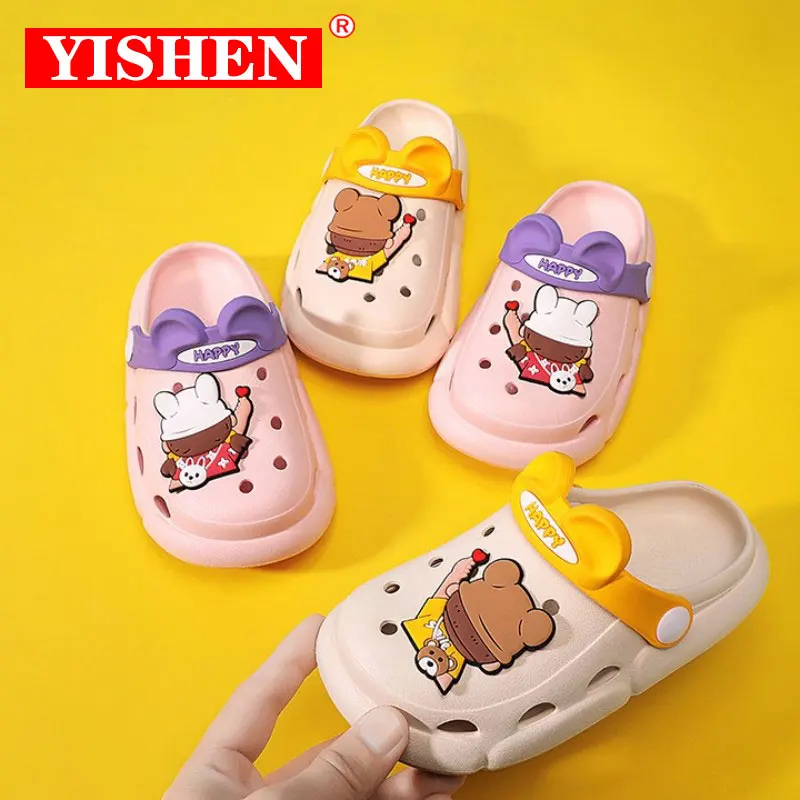 YISHEN Slippers Kids Summer Cartoon Cave Hole Sandals Babies Garden Shoes Beach Slippers Non-Slip Soft Soled Quick Drying Shoes