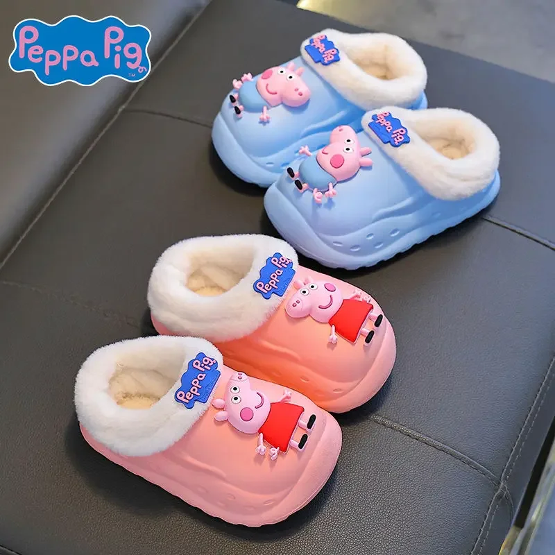 Хлопковые тапочки Свинка Пеппа зимние домашние теплые нескользящие