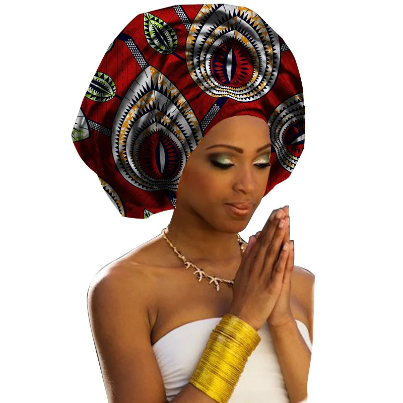 

African Wax Print Headbands For Women Designer Bandage Cotton Wax Turban Fabric DIY Hair Bandanas For Women Scarf WY1204-2