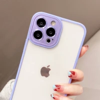 candy color border shockproof metalpctpu phone case for iphone 13 pro max 12 pro max 11 13 mini clear back cover