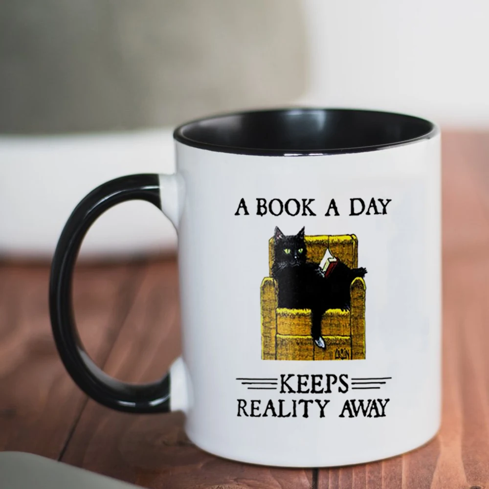

A Book A Day Keeps Reality Away Mug 11oz Ceramic Coffee Mug Friends Birthday Gift Mug