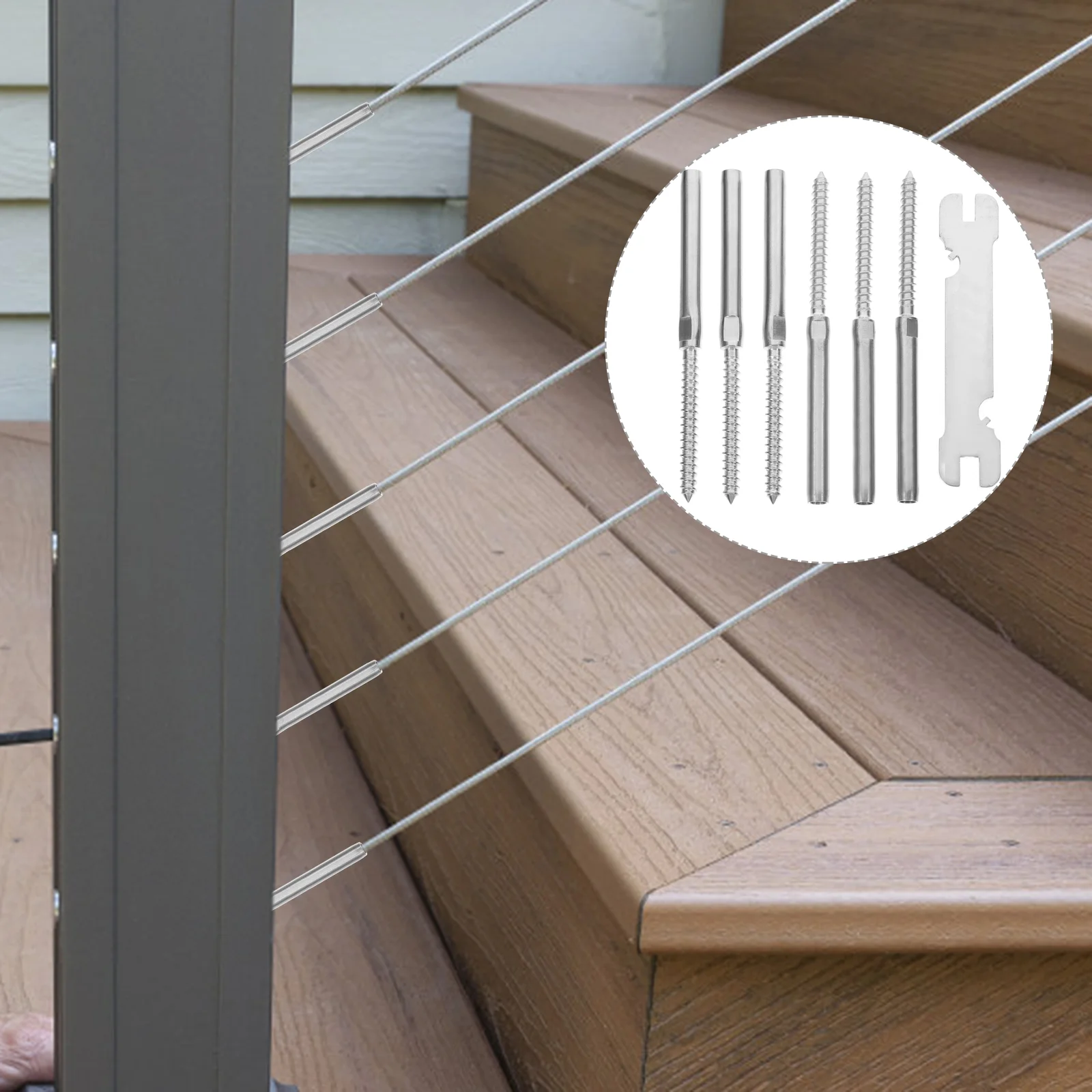 

Railing Cable Kit Deck Steel Screws 16 System Swage Lagwire Stair Stainless Decks