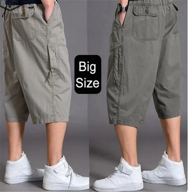 

Oversize Fat Cotton Shorts Men Cargo Short Casual Plus Size Cropped Trouser Sports Tactical Baggy Pants Loose 5XL 6XL Summer