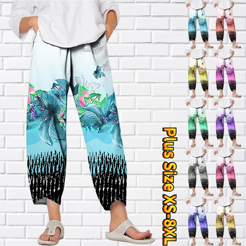 

2023 Women's Fashion Holiday Weekend Side Wide Leg Pants Full Length Comfort Loose Pants Trousers New Design Printing Pants
