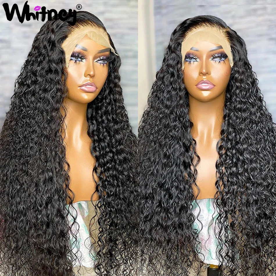 Indian Water Wave Lace Frontal Wig 180% Pre Plucked Lace Front Human Hair Wig HD 5X5 Kinky Curly Human Ha Closure Wigs For Women