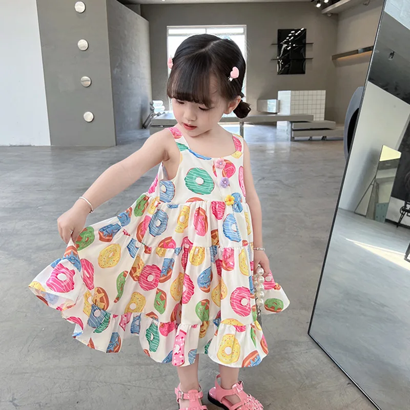 

Детское платье, летняя одежда, пляжные платья для маленьких девочек, повседневное модное милое платье принцессы с цветочным принтом и рукавами, праздничное пляжное платье