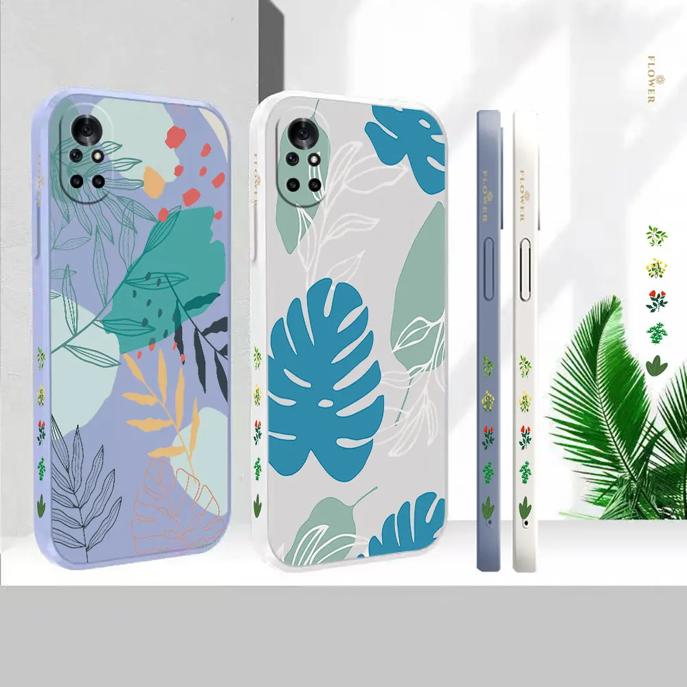 

Liquid Silicone For Huawei Nova 10 10SE 9SE 8 8SE 7 7SE 6 6SE 5 5I 4 3 3I 2S 2 Pro Plus 5G Cover Abstract Plants Leaf Case Funda