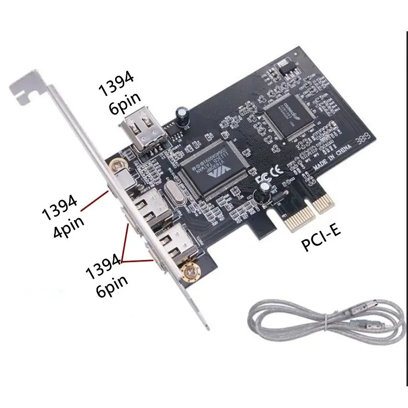 Фото Карта контроллера FireWire 1394a IEEE PCI-E PCI Express 1394 Стабильная высокоскоростная передача данных с кабелем Firewire Карта управления Pcie №1