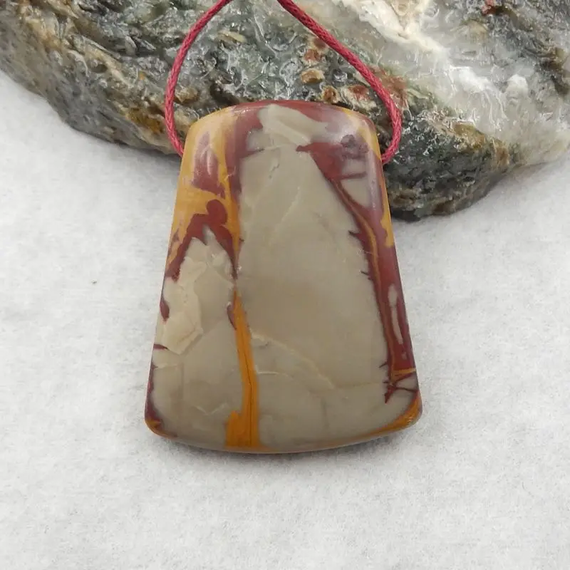 Natural Stone Us Biggs Jasper Gemstone Pendant Bead,39x31x8mm,17g Fashion Jewelry Necklace Accessories