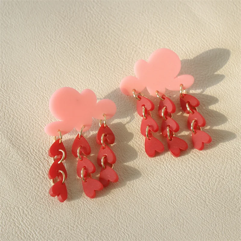 Новые весенние акриловые серьги-гвоздики карамельных цветов с геометрическим