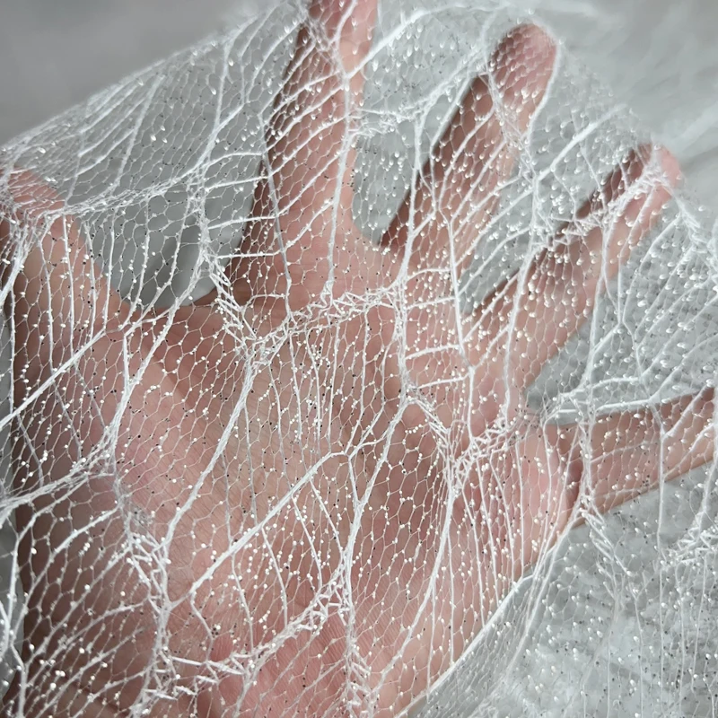 Блестящая блестящая сетчатая кружевная ткань средние жесткие аксессуары сетка