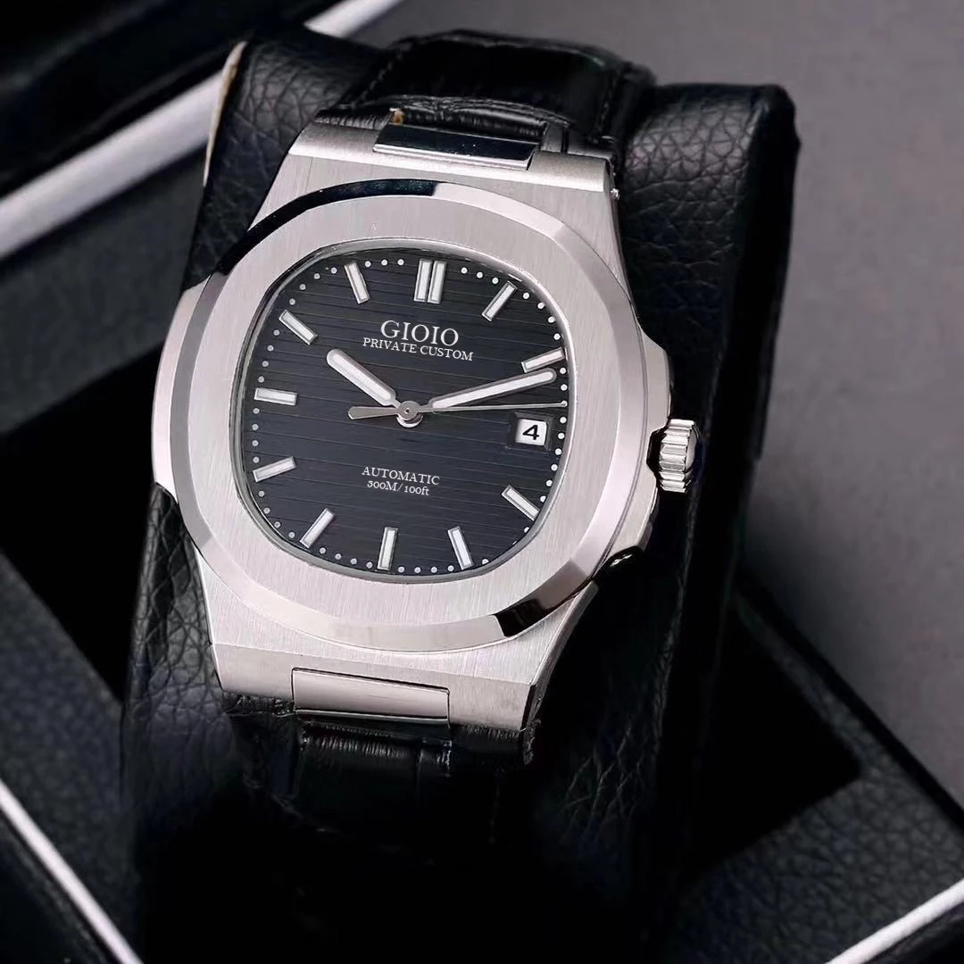 

Automatic Mechanical Men Watch Blue Black Leather