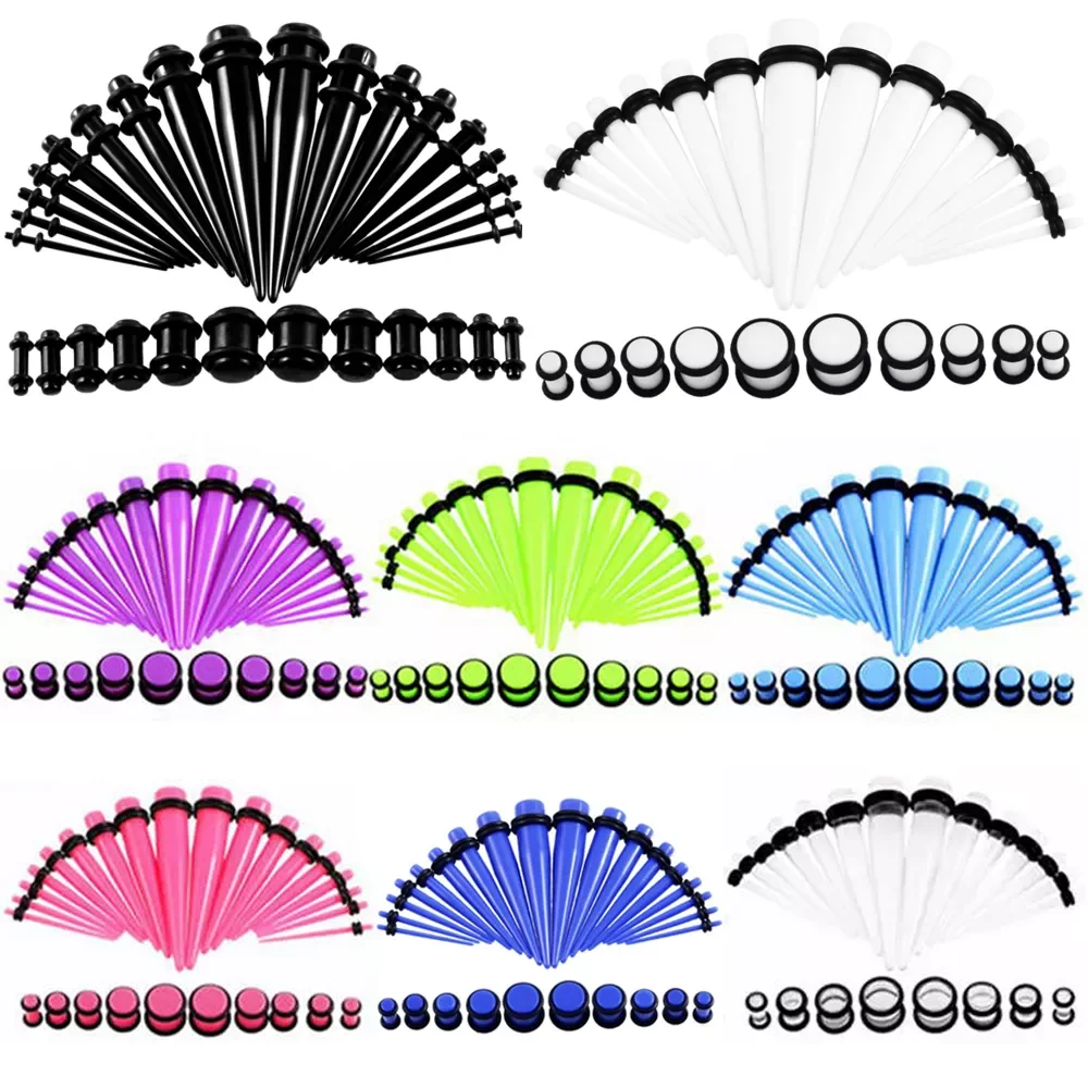 

Acrylic Ear Gauge Taper and Plug Stretching Kits Mixed Color Ear Flesh Tunnel Expansion Body Piercing Jewelry 14G-00G