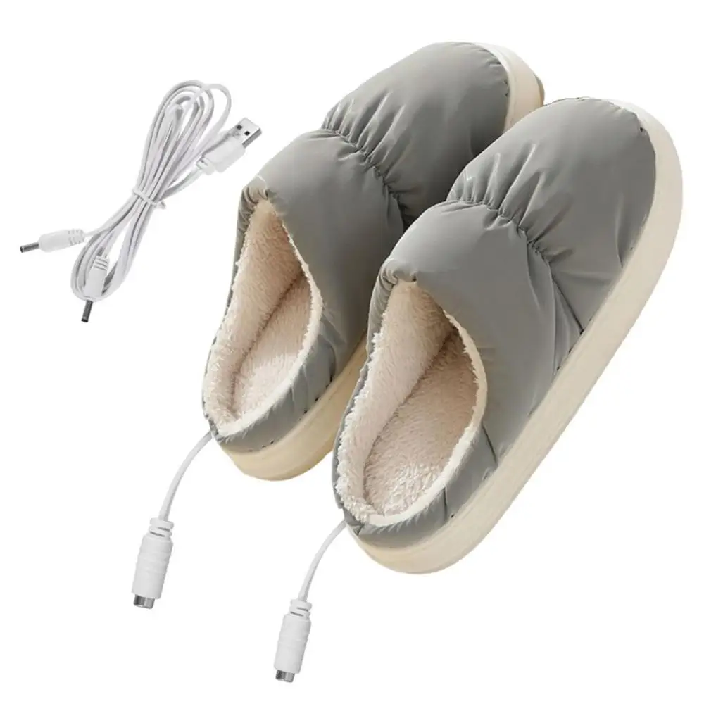

Unisex Winter Plush Warm Shoes USB Heated Slippers 5V Electric Heating Slippers Household Foot Warmer Boots Plush Heating Shoes