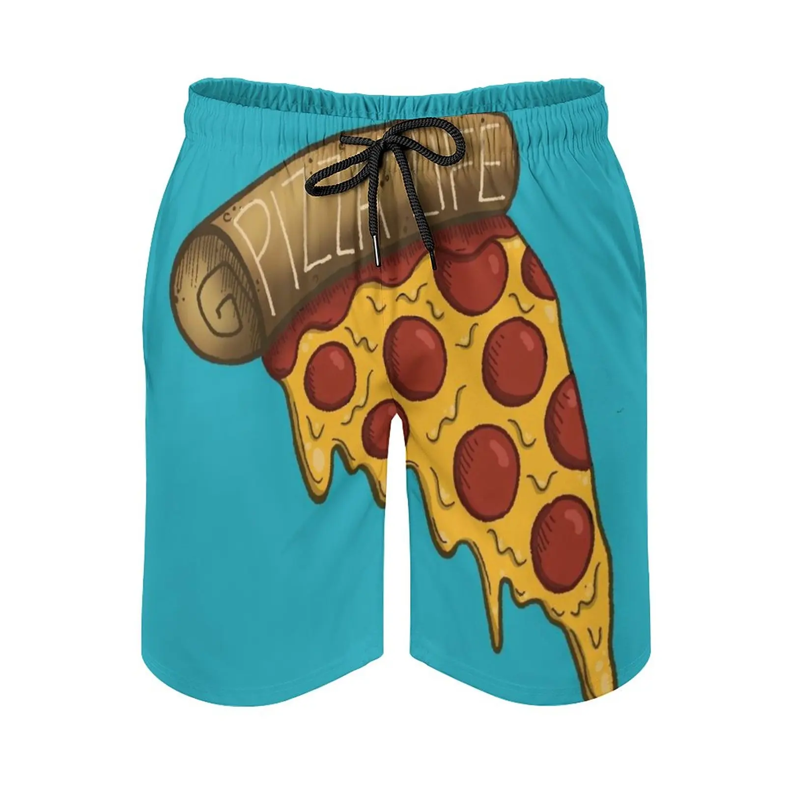 

Pizza Is Life Men's Beach Shorts With Mesh Lining Surfing Pants Swim Trunks Pizza Food Pizza Illustration Funny Cute Pattern