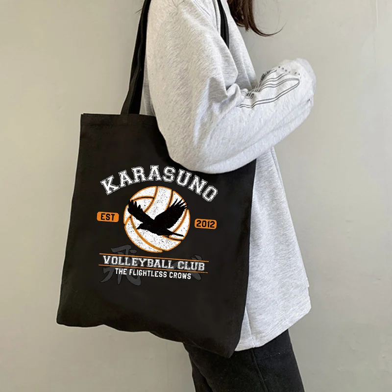 

Модная сумка для покупок в стиле Аниме Haikyuu, эко-манга, сумка для покупок в стиле Харадзюку, Женская Холщовая Сумка через плечо, большая вместимость